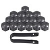 20 Pcs 17mm Wheel Nut Covers - Black 17mm Wheel