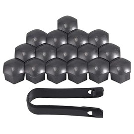 20 Pcs 17mm Wheel Nut Covers - Black 17mm Wheel Nut Caps Bolt Covers, Universal Fit, Including 16 Standard Ones & 4 Locking Ones with Removal Tool