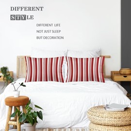 Abstract Red and White Striped Throw Pillow Cover Queen Size Set of 2 Candy Cane Pattern Christmas Lumbar Pillow Case Soft Standard Pillow Cases with Zipper Luxury Modern Cushion Cover for Bed,20"x30"