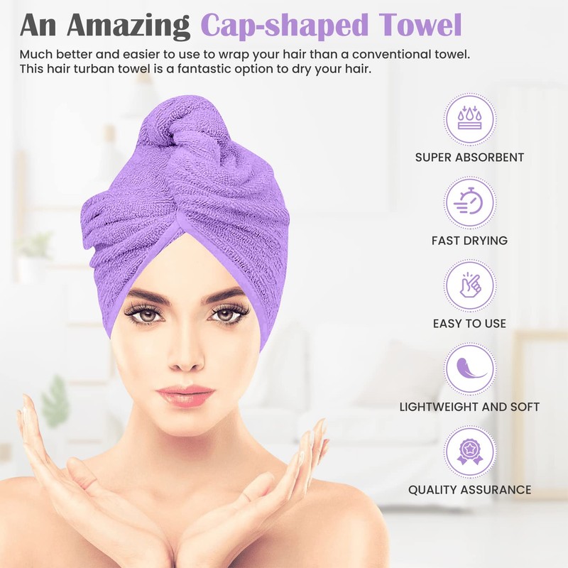 Glamza Microfibre Hair Towel Wrap Super Absorbing Twist Turban Hair