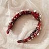Bowbear Trendy Top Knotted Wide Headbands, Xmas Red Plaid