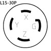 Parkworld 78899 Compact Adapter NEMA L15-30P to 6-20R T-Blade 6-15R