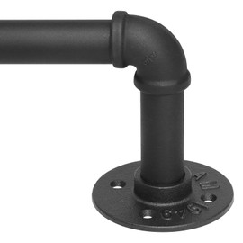 Refrze Blackout Curtain Rods for Windows 66 to 120 Inch, Industrial Curtain Rods, Wrap Around Curtain Rods for Bedroom,1 Inch Heavy Duty Outdoor Curtain Rods for Patio, 66-120", Black