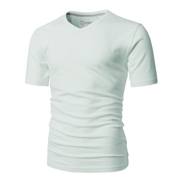 H2H - Camisetas casuales de manga corta para hombre, con cuello en V y cuello redondo, talla XS a 3XL, Cmtts0197-mintblue, XX-Large