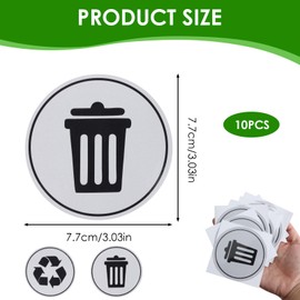 5 Pair Recycle Stickers for Trash Bins, Recycling Sticker Can Labels Self Selfadhesive Vinyl Laminated Waterproof Indoor Outdoor UV Stable Weatherproof Kitchen Pantry Waste Basket Organization