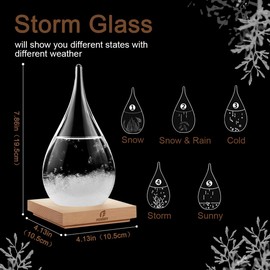 Christmas Gifts Storm Glass Weather Predictor, Snow Globe Drop-Shaped Weather Forecast Bottle, Unique Fashion Home Decor Weather Cool Gifts for Men Women