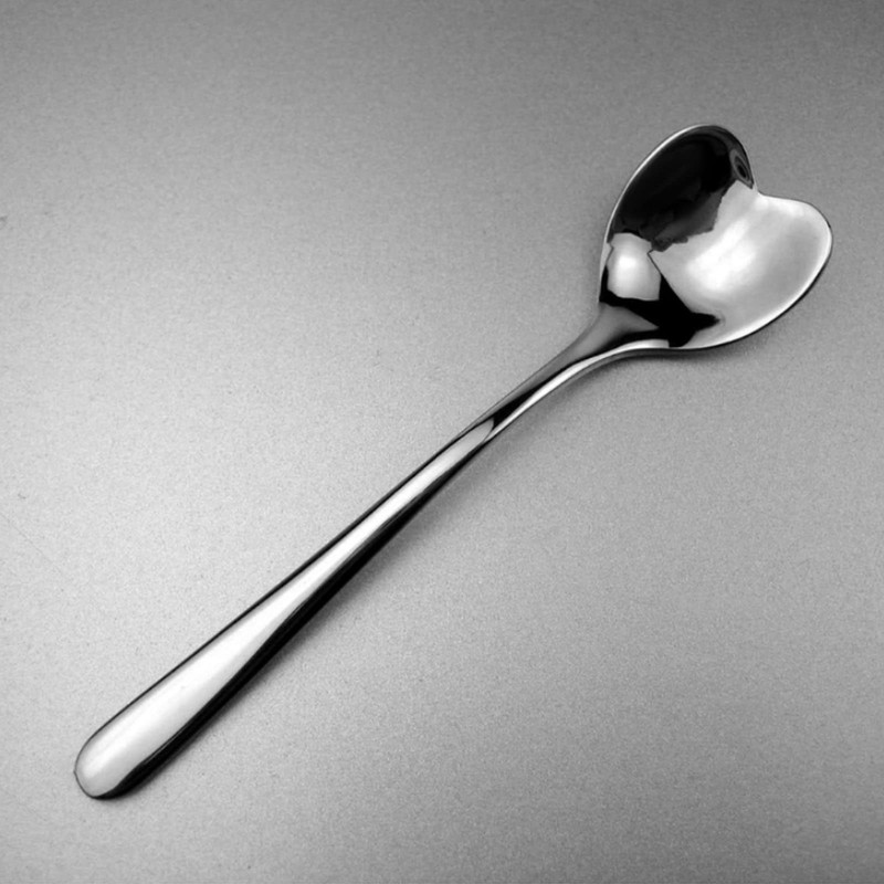 4pcs Stainless Steel Heart Shaped Coffee Spoon for Cafe, Durable,