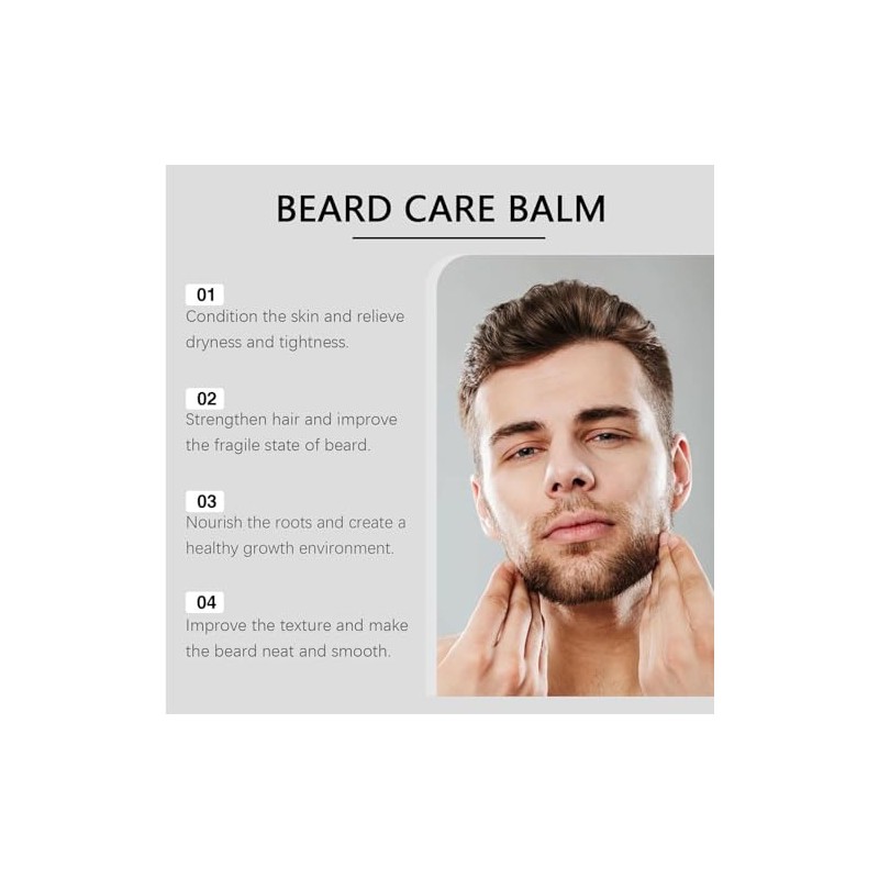 Beard Stimulating Balm for Men, Moisturizes & Strengthens Beard, Tames