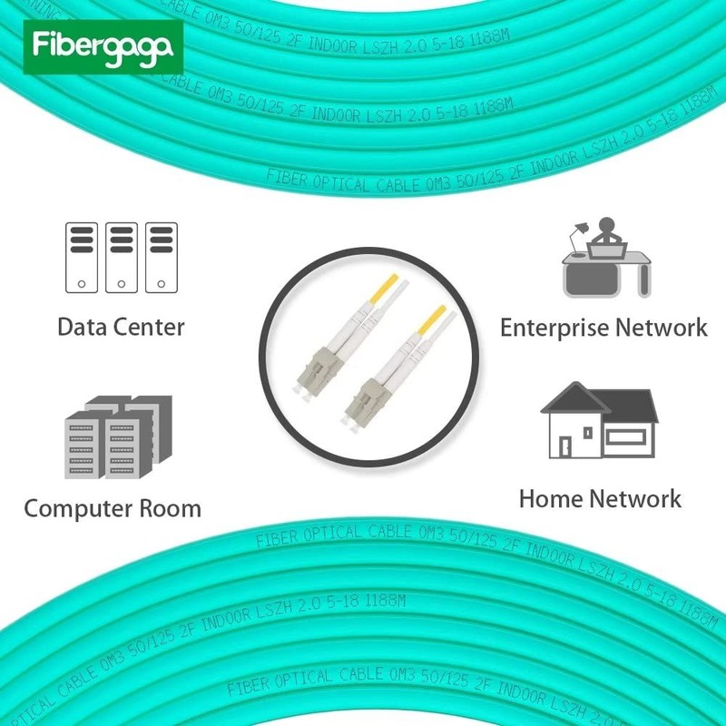 Fibergaga 2m(6ft) OM3 LC to LC Fiber Patch Cable,10GB/40GB Multimode