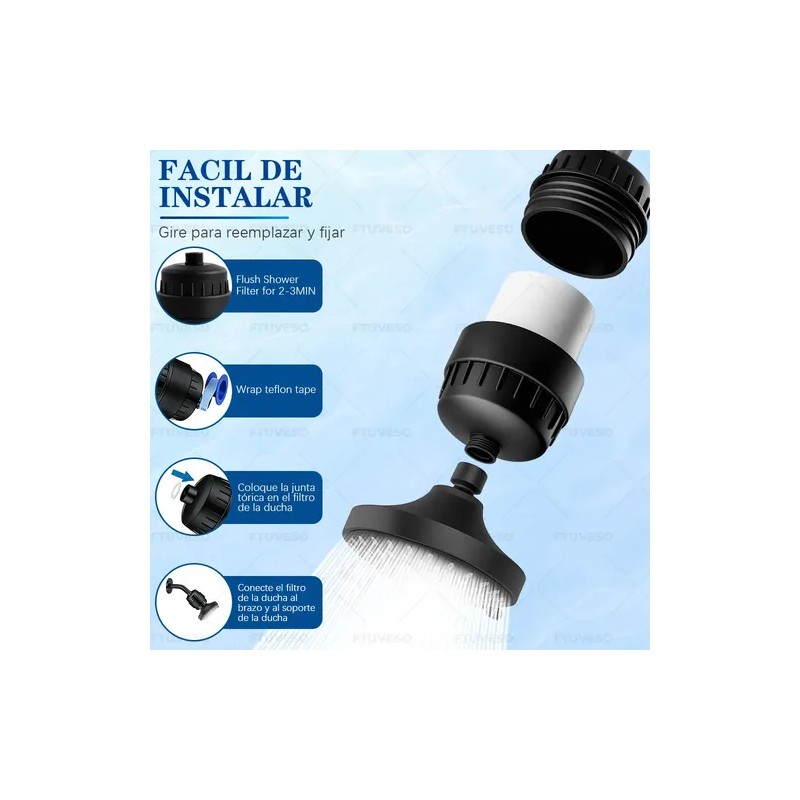Cabezal De Ducha Regadera Parabaño 5modo Alta Presión Filtro
