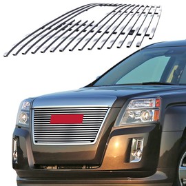APS Compatible with GMC Terrain 2010-2015 with Logo Show Main Upper 304 Stainless Steel Chrome Polished 8x6 Billet Front Grill Grille Insert S18-C34766G