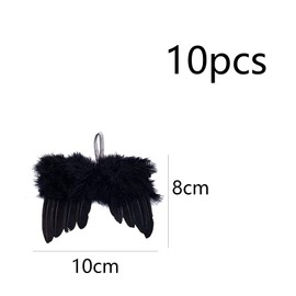 ToBeIT 10 x Angel Wings Feathers Angel Wings Pendant Christmas Tree Decoration Vintage Feather for Hanging (8 x 10 cm (Black))