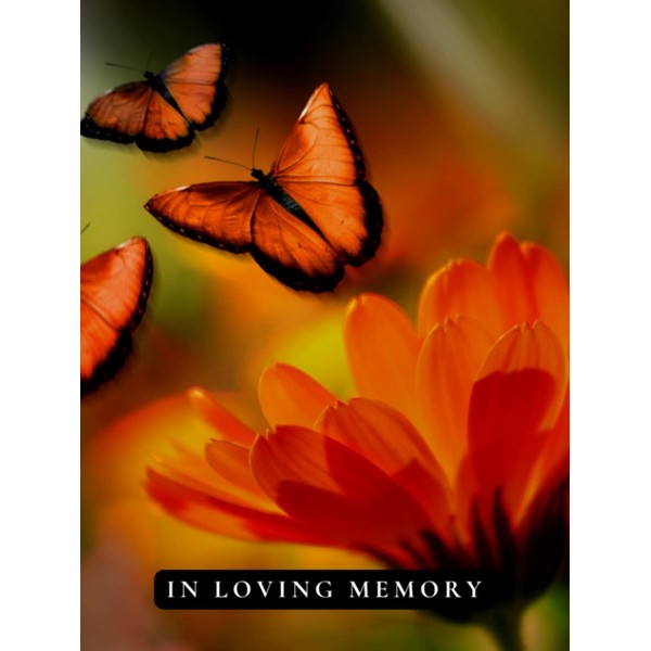 In Loving Memory: Orange Butterflies Cover for Wake or Funeral