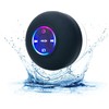 Mini Bluetooth Shower Speaker, Ipx4 Waterproof Bluetooth Wireless Speaker with Suction Cup, Portable Bluetooth Speakers with LED Light, Shower Speaker for Bathroom (Black)