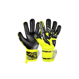 Reusch Attrakt Freegel Silver Breathable Goalkeeper Gloves Men Women Football Gloves for Adults Suitable for All Weather Conditions and Pitch Surfaces, Yellow-Silver-Black, 10