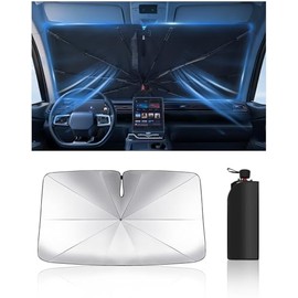 Parasol para parabrisas de coche, cubierta reflectante para ventana delantera, parasol plegable con asa plegable para coches, SUV, camiones y furgonet