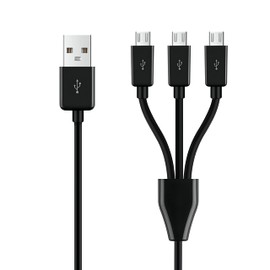 GELRHONR Short Micro USB Splitter Cable,3 in 1 USB 2.0 A Male to Three Micro USB Male Charging Cord Multi MicroUSB Data Sync Adapter Cable Split MicroUSB Connection Wire (Black-0.25m-3 Mrico)