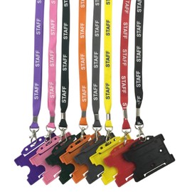 Customcard ltd® 10 x Green Staff Lanyard Metal Dog Clip with Green ID Card Holder