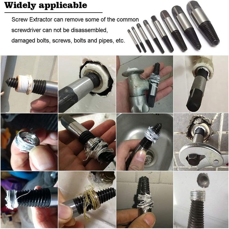 8pcs 4mm-25mm Broken Damaged Water Pipe Screw Extractor Remover Easy