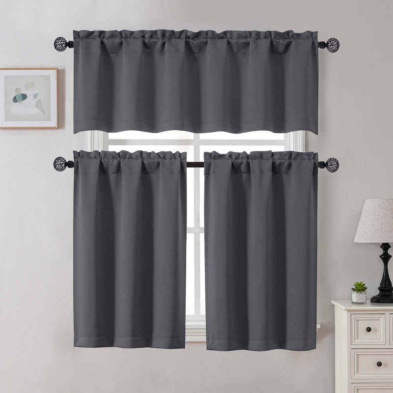 Gwine 24 Inch Long Tier Curtains for Small Window, Short