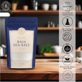 SaltCraft Co - Baja Sea Salt, Fine Grain Crystals, Low Sodium 30% | Perfect for Hydration & Cooking | Kosher Certified & Mineral Salt | Non-GMO - 8 Ounce