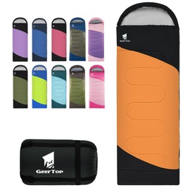 GEERTOP Backpacking Sleeping Bag for Camping, Lightweight Sleeping Bags for Adults Kids Summer Warm Cold Weather Hiking Travel, (Mango Orange, 86.5'' x 29.5'')