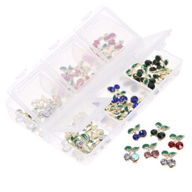 Healeved 120pcs Cherry Nail Art Rhinestones Gems Nail Charms for Manicure Decoration Fun Family Crafting