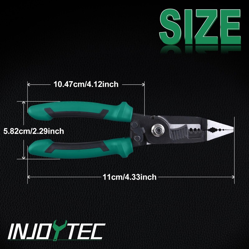 INJOYTEC Electrical Work Pliers, 6-in-1 Multi-functional Pliers for Electrical Work,
