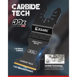 EZARC Carbide Oscillating Saw Blades, Multitool Blades Quick Release for Hard Material, Hardened Metal, Nails, Bolts and Screws, 10-Pack