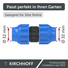 Kirchhoff Fitting Connector Plastic 32 x 32 mm for HDPE Pipe Set of 3 Various Sizes DVGW Tested Drinking Water Quality Made in the EU, Black, 32 mm HDPE Fitting