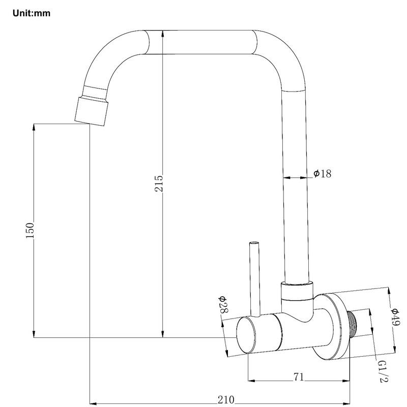 Tondiy Kitchen Tap Wall Mounted for Cold Water, Wall Tap
