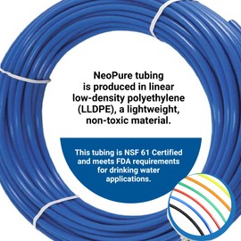 Neo-Pure - 1/4" OD LLDPE Polyethylene Tubing(.170 ID) Pneumatic Hose Pipe Tubing Air Hose for Air Line Tubing or Fluid (25FT, Blue)