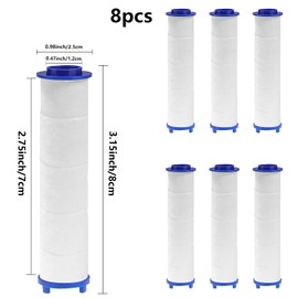 JINXIAN 8Pcs Shower Head Filter Universal PP Cotton Filter Shower Filters Core 8 x 2.5 cm Shower Head Replacement Filter Water Filter Element for Hard Water UK Absorb Dirt Hard Water Propeller Driven