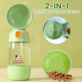 Botella Agua 2en1 Para Perros Y Gatos Portátil Verde