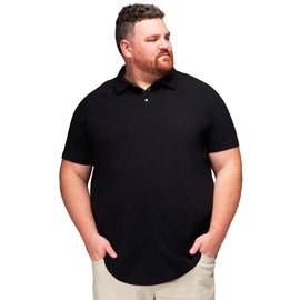 STRONGSIZE Mens Big & Tall Polo Shirt – Premium Stretch Cotton Polo for Men with Metal Snap Buttons Black 5XL