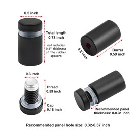 Standoff Screws 1/2 x 0.78 Inch 16 Pack Black Sign Standoffs Stainless Steel Stand Off Wall Mounts Standoffs Advertising Screws Mounting Hardware for Acrylic Signs