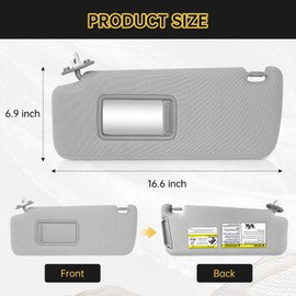 Left Driver Side Sun Visor with Vanity Light Compatible with to yota 4Runner 2010-2024 Replaces 74320-35A91-B1, 7432035A91B1, 74320 35A91 B1, 74320-35A90-B1, 7432035A90B1 (Gray)