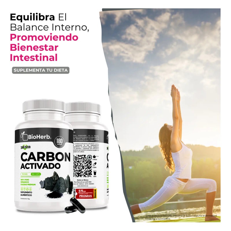 Carbn Activado Micronizado - Eficaz Soporte Digestivo 180 Cpsulas