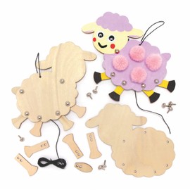 Baker Ross AX822 Sheep Marionette Wooden Craft Set - Pack of 3, Creative Set for Crafts for Children