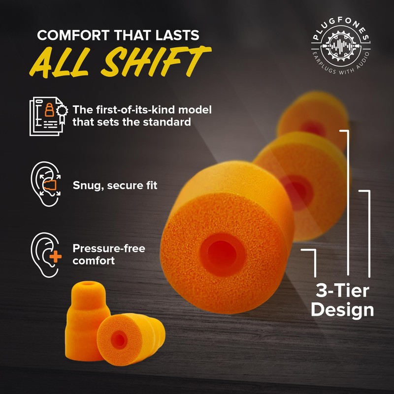 Plugfones Replacement Ear Plugs - 29 (dB) NRR Certified ComfortTiered