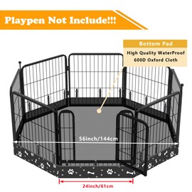 Dog Playpen Bottom Pad Fits for 24 Inch 8 Panels Metal Exercise Pet Playpen, Dog Crate Pad Puppy Playpen Pad, Elastic Buckles Connections.(Note: Playpen Not Included!!!) -Black