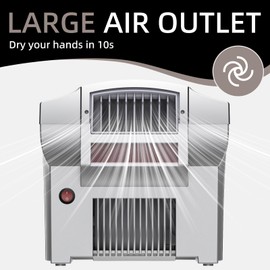 Bertreno Commercial Hand Dryer Electric Compact Hand Dryer for Bathrooms Commercial 1800W High Speed Hand Dryer with Hot Cold Air and Noise Reduction 110V Silver