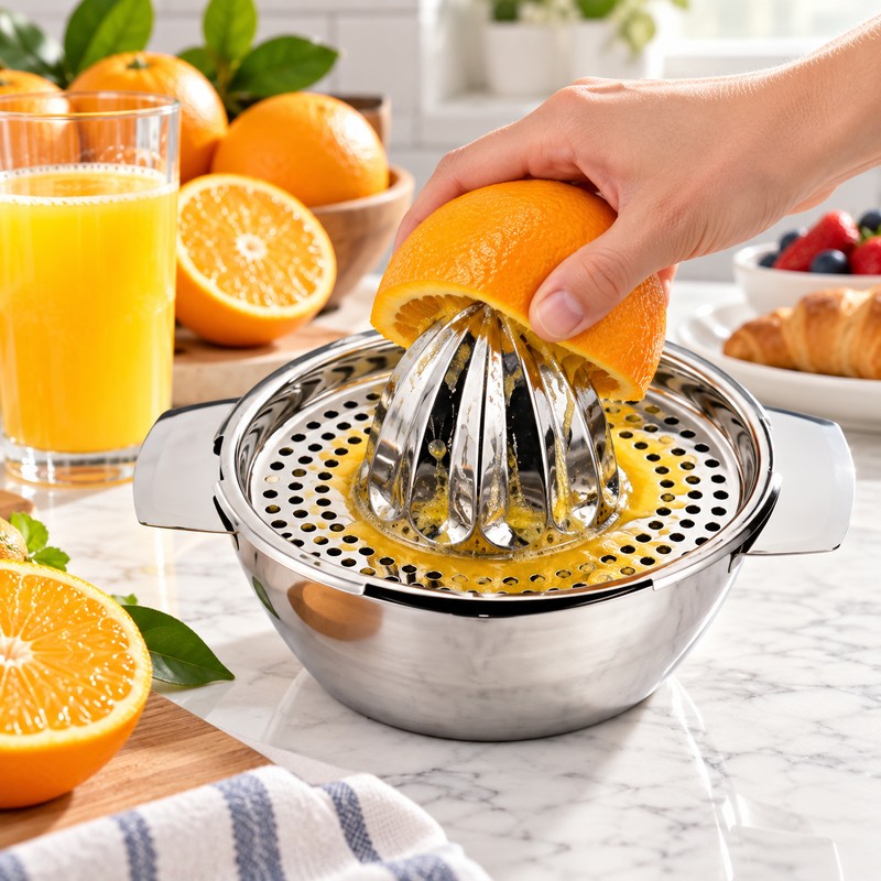 Manual Citrus Juicer for Fresh Juice – 43.96 oz Stainless