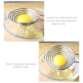 Egg Separator, Food Grade Stainless Steel Egg Whites and Yolks Long Handle Separator, Baking/Cooking Kitchen Gadget