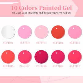 JODSONE Nail Art Gel Liner Set 10 Colors Pink Collection Gel Nail polish Need U V Lamp Cured at Home Salon Design Gift for Girls