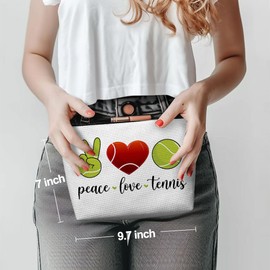 Funny Loves Tennis Cosmetic Bag for Women, Tennis Gifts, Tennis Lovers Gifts Tennis Stuff Merch Makeup Bag Inspirational Cosmeticcase for Tennis Coach Teacher Birthday Friendship Christmas