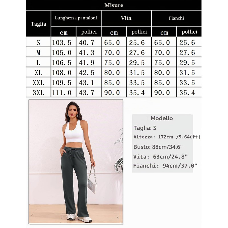 Litherday Pantaloni Donna Cotone Lunghi Comodi con Tasche Vita Elastica