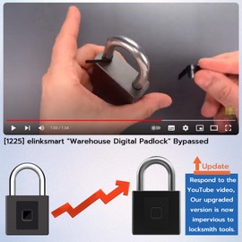 Fingerprint Padlock eLinkSmart Keyless Heavy Duty Padlock Outdoor Waterproof 1CM Shackle with 2600 Pounds Tensile Strength, Phone or Watch App Unlock,320mAh Long Last
