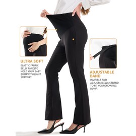 MamaNest Maternity Clothes Flare Leggings Work Sets Outfits with Pockets Dress Yoga Scrub Comfortable Pants for Stretch Women (US, Numeric, 8, 10, Black)