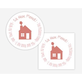 Address Return Address Label, We Have Moved Return Address Sticker, Round Return Address Label (#302-2-WH)